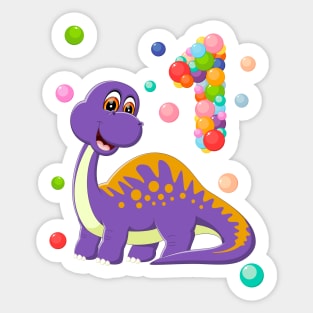 First Birthday Baby Dinosaur and bubbles Sticker